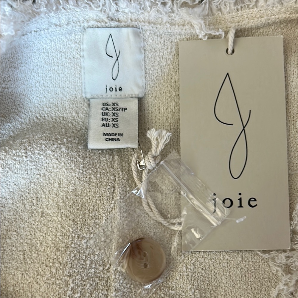 NWT Joie Cream Frayed Edge Cardigan / Jacket Size XS - Picture 5 of 7